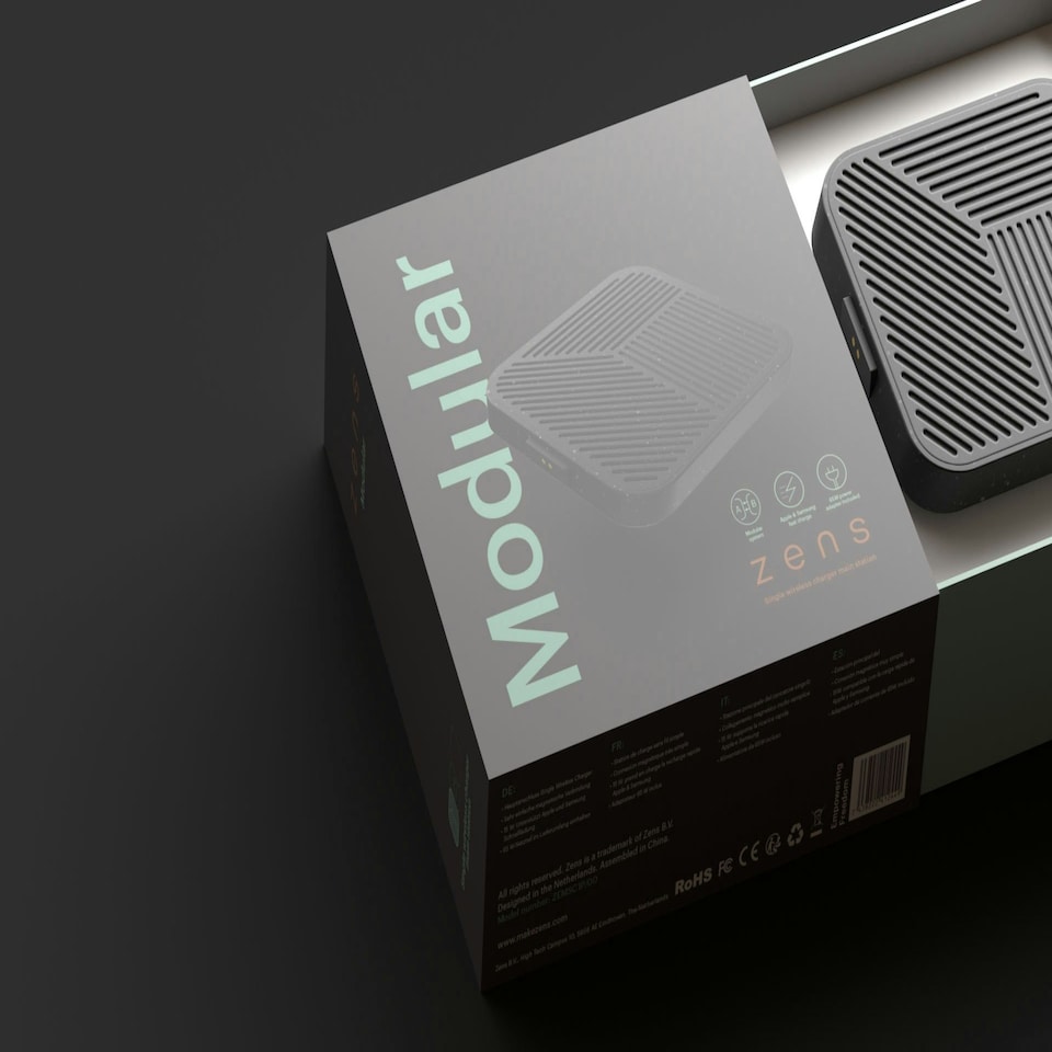 image 1 of Zens Modular Single Wireless Charger Main Station (incl. Wall Charger) - black