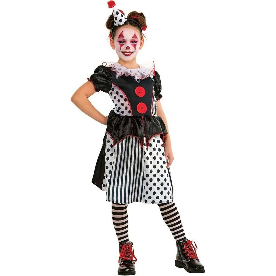 image 1 of Bristol Novelty Girls Clown Costume - Black/White/Red - 3-4 Years 3