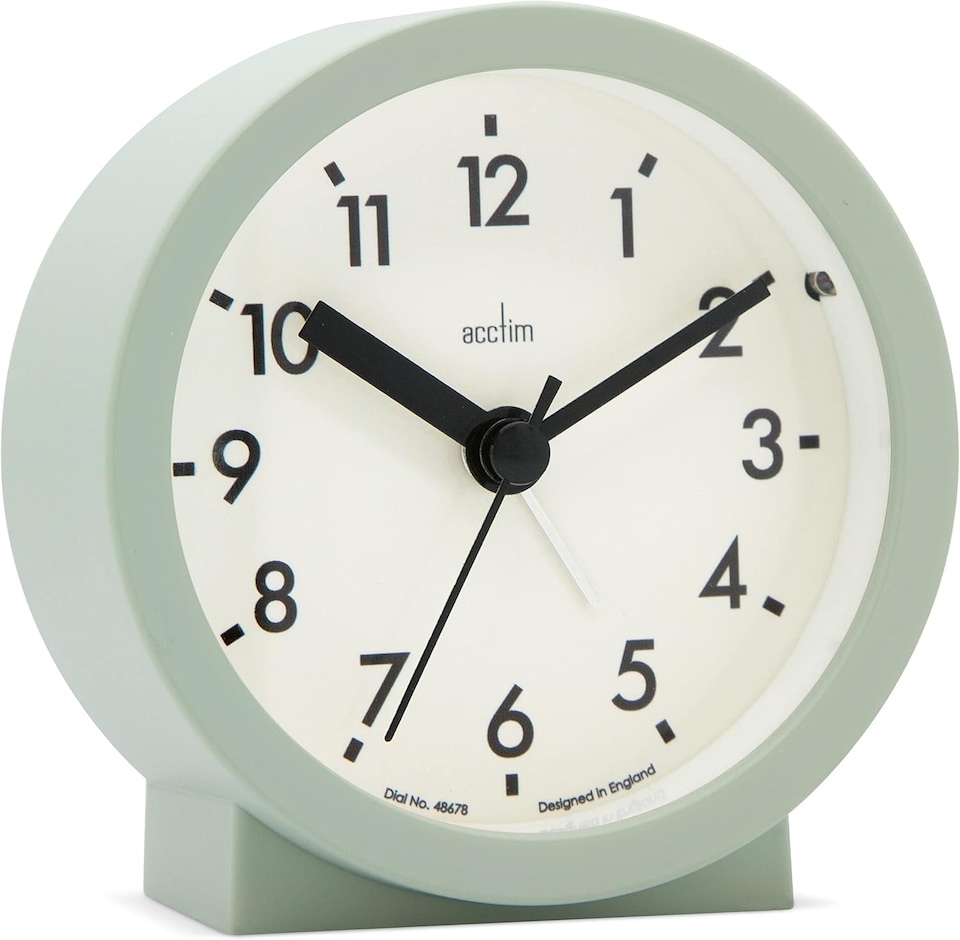 image 1 of Acctim Gaby Small Analogue Contemporary Bedside Alarm Clock | Green | Cool Mint
