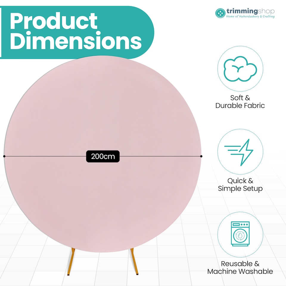 image 1 of 160GSM Baby Pink Round Arch Backdrop Cover - 200cm