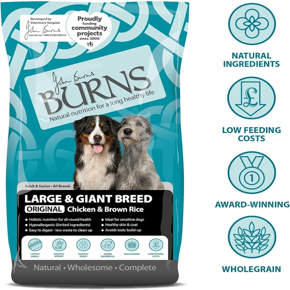 image 1 of Burns Pet Nutrition Hypoallergenic Complete Dry Dog Food Adult and Senior Dog Large/Giant Breed Chicken 12 kg