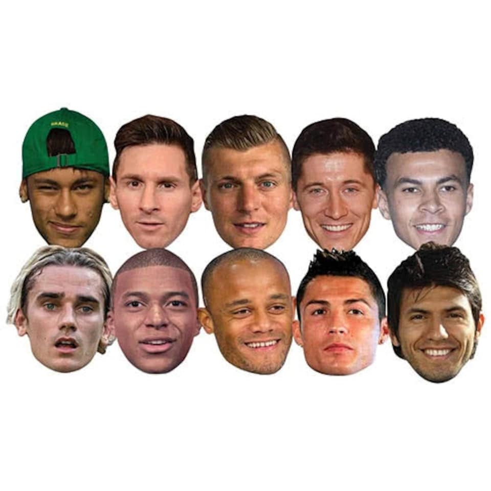 Football World Players Cardboard Face Masks - Pack of 10