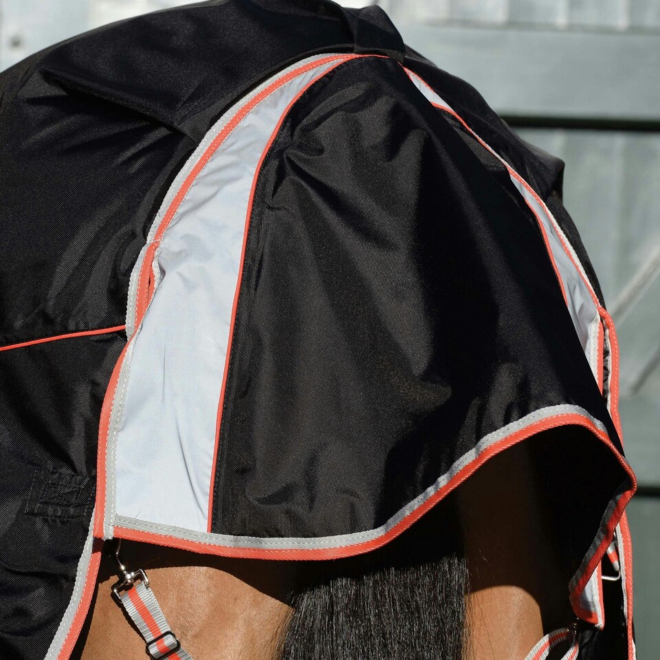 image 1 of Weatherbeeta Comfitec Premier Therapy Tec Detachable Neck Horse Turnout Rug - Black/Silver/Red - 5´ 6"
