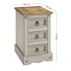 image 6 of Mercers Furniture Corona Grey Painted Wax Narrow 3 Drawer Bedside Cabinet Chest Table Solid Wood Pine with Wooden Mexican Styling