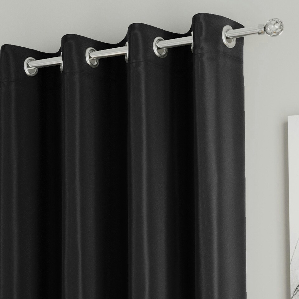 image 1 of Supersoft Black Single Door Curtain 66 x 84 inch (168 x 214 cm) Room Darkening Eyelet Thermal Noise Reducing Single Door Curtain