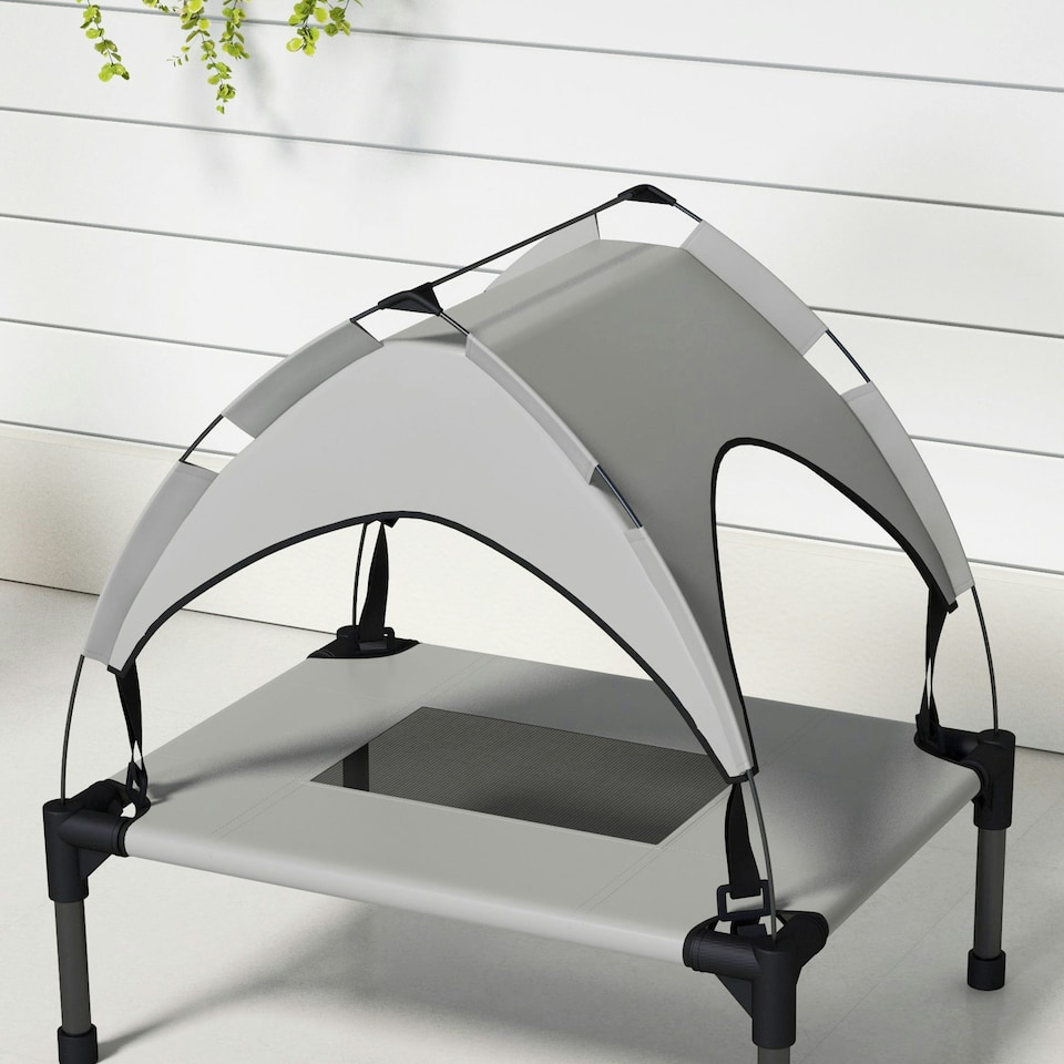 image 1 of PawHut Cooling Raised Dog Bed w/ Breathable Mesh, for Mini, S Dogs - Light Grey