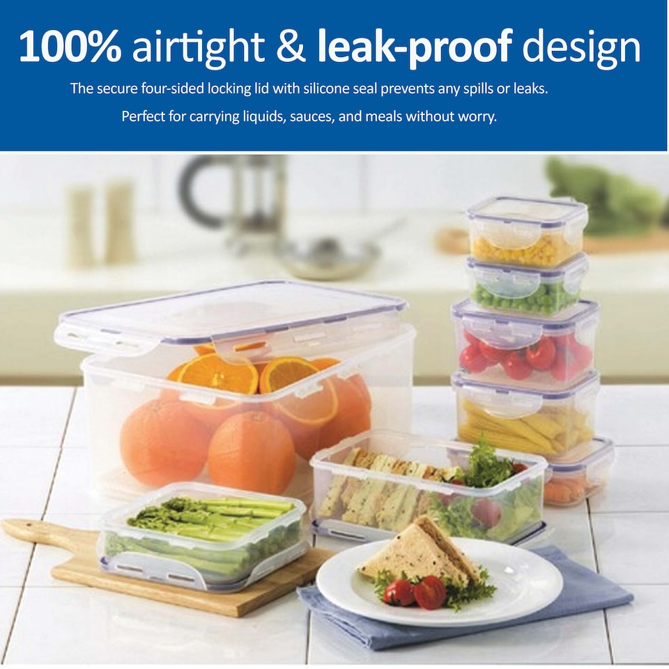 image 1 of LocknLock Food Storage Container Airtight Leakproof Microwave Safe Transparent Food Box 870ml Pack of 6