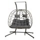 image 1 of Samuel Alexander 2 Seater Hanging Garden Rattan Egg Chair with Steel Frame and Waterproof Cover in Grey Grey