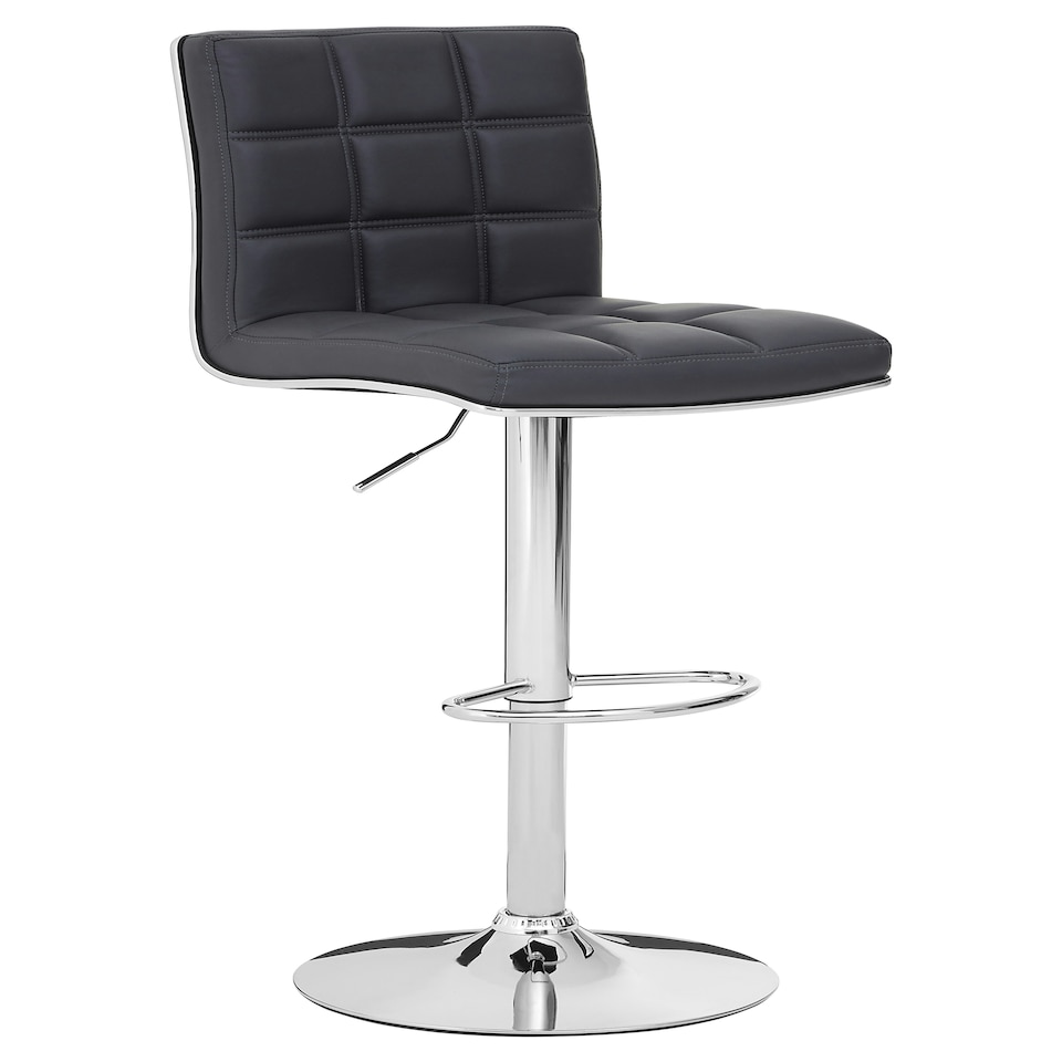 image 1 of Interiors by Premier Grey Faux Leather Bar Chair, Backrest Breakfast Bar Chair, Footrest Living Bar Chair Kitchen