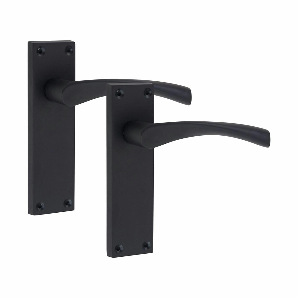 image 1 of Golden Grace 5 Pairs Victorian Scroll Astrid Door Handles Latch in Matt Black Finish - 150mm x 40mm Backplate Black