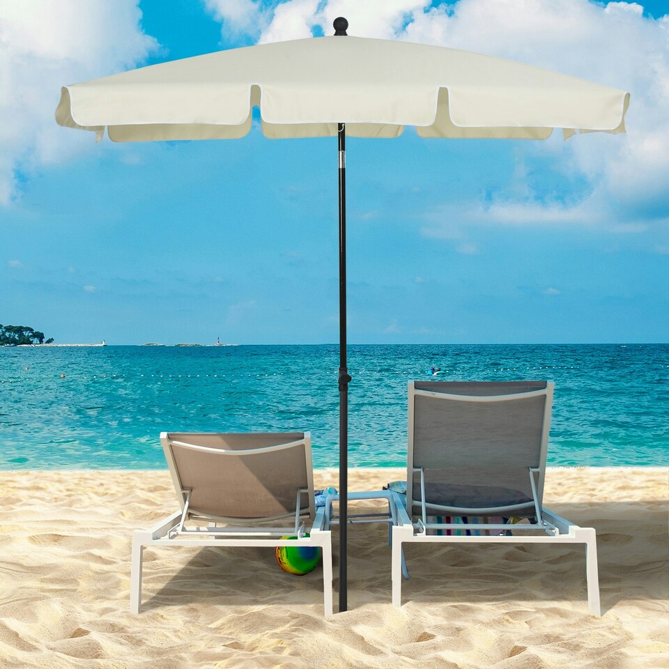 image 1 of Outsunny Aluminium Sun Umbrella Parasol Patio Rectangular 2M x 1.3M Off-White