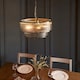 image 3 of Ridgeton Cylindrical Pendant Ceiling Light Antique Brass Plate & Clear Ribbed Glass 5x E14