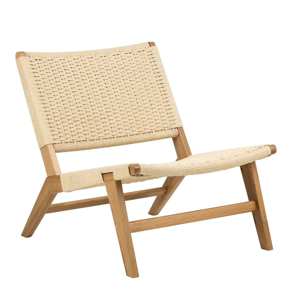 image 1 of Carson Lounge Chair in Off White and Oak