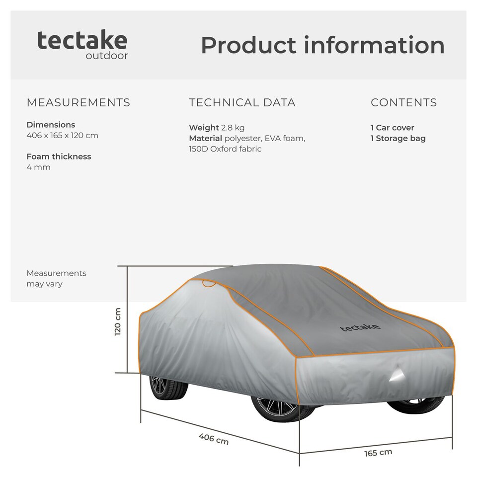 image 1 of Universal Car Cover Franz for Waterproof, Breathable, and Padded Protection | Grey | grey | S (406 x 165 x 120 cm) | 1