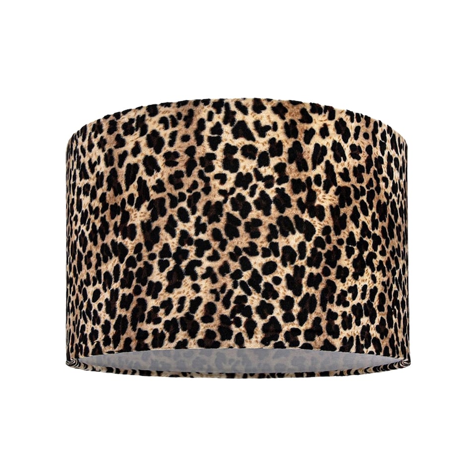 image 1 of Modern and Distinctive Leopard Print Table-Pendant Lamp Shade in Soft Velvet | Black