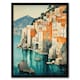 image 1 of Amalfi Coast Orange Green Coastal Village Black Framed Wall Art Print A4