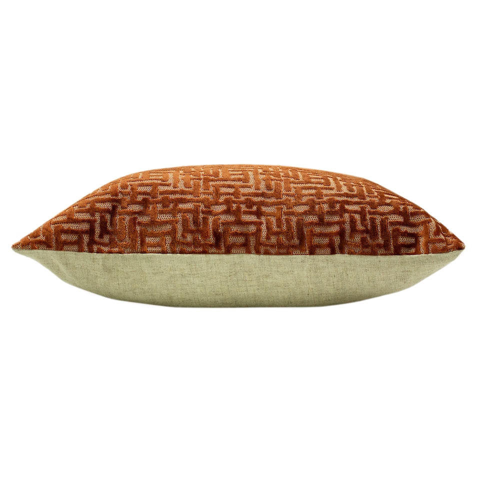 image 1 of Paoletti Delphi Velvet Jacquard Cushion, Rust, 45 x 45cm