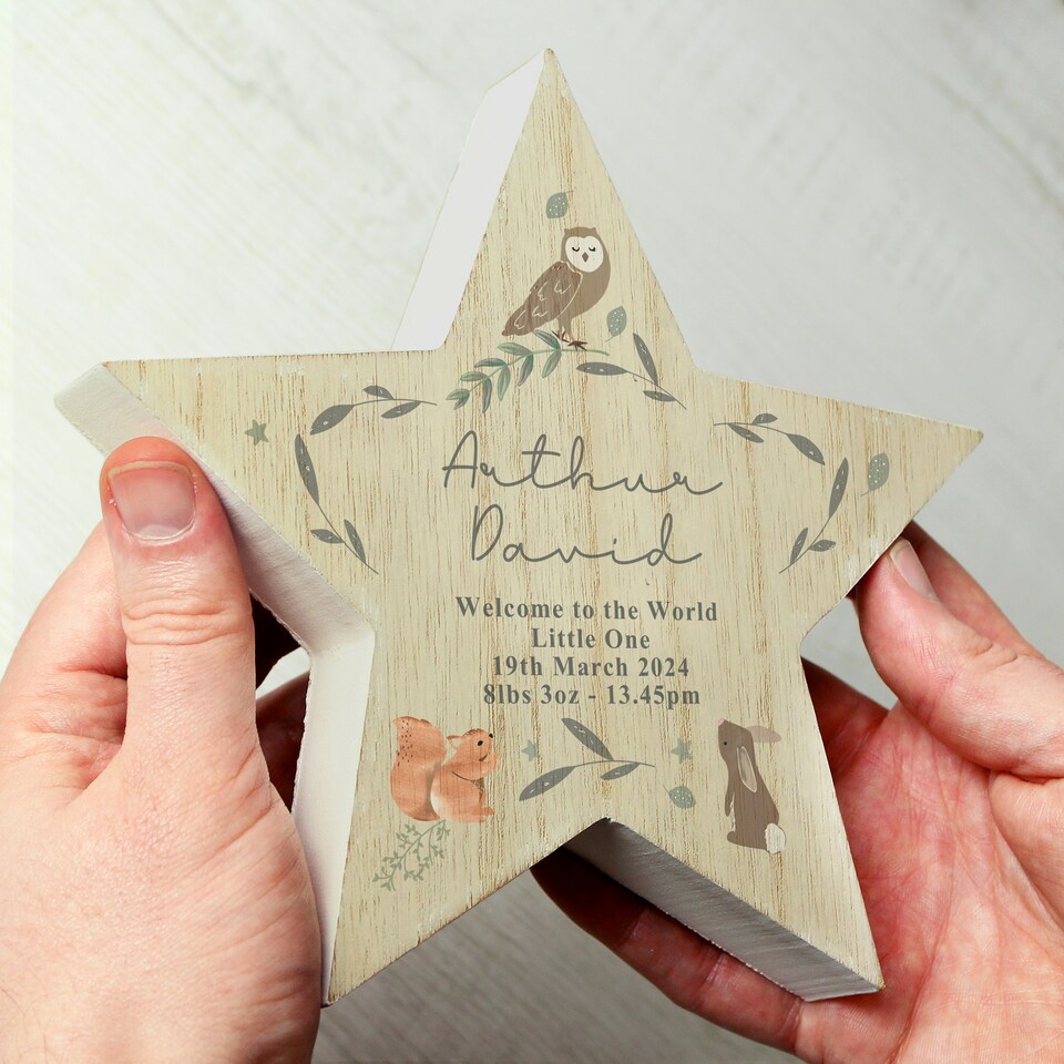 image 1 of Personalised Woodland Animal Star Ornament