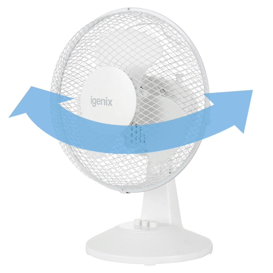 image 1 of Igenix DF9010 Portable Desk Fan, 9 Inch, 2 Speed, White