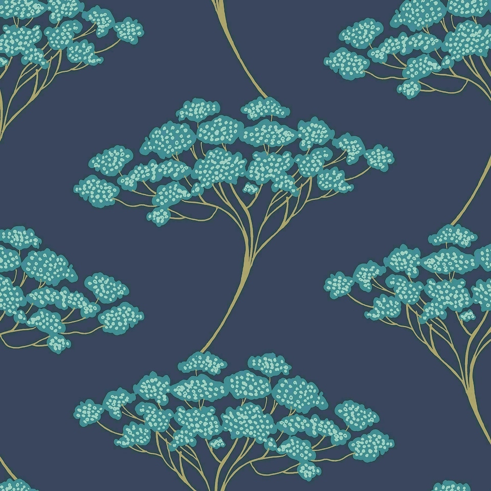 image 1 of NuWallpaper NU3141 Ficus Peel & Stick Wallpaper, Blue Multi