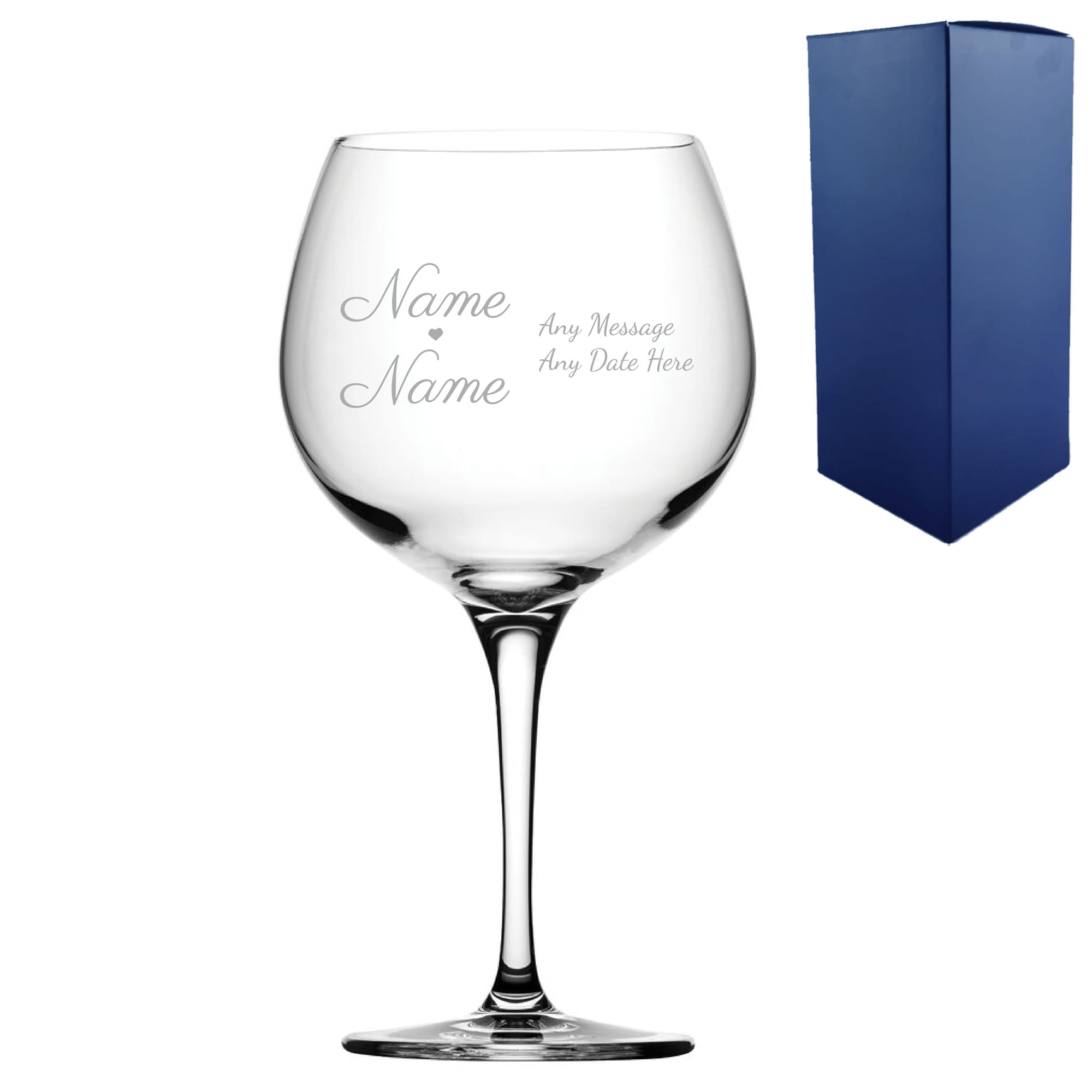 Uniqueful Personalised Engraved Wedding Gin Balloon Anniversary Glass for Couple in Clear | Size: 20oz (550ml)