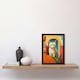 image 2 of Abstract Cubist Cat Plant Feline Geometric Black Framed Wall Art Print A4