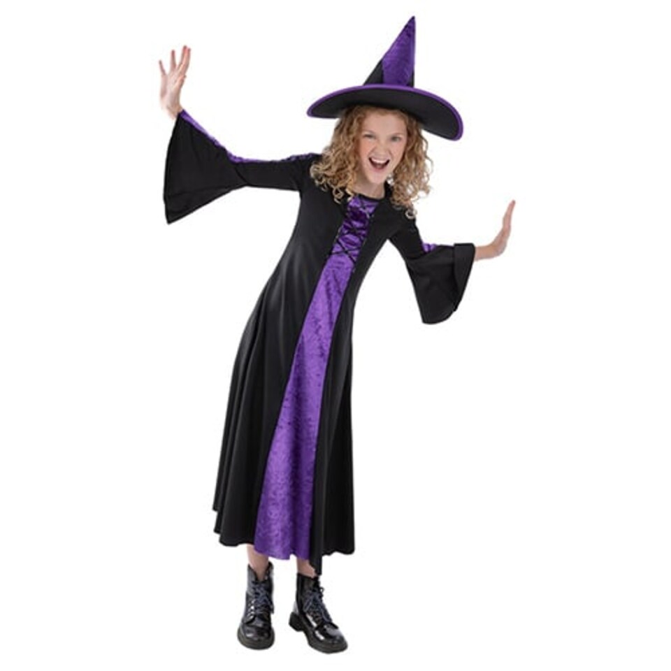 image 1 of Bewitched Purple Witch Girls Fancy Dress Costume Kids Small - Age 4-6