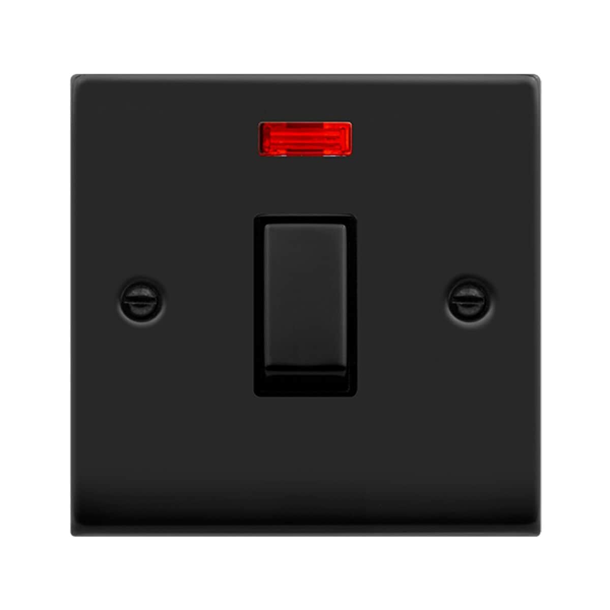 SE HOME Matt Black 1 Gang 20A Ingot DP Switch With Neon Black Matt Black