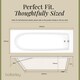 image 5 of Single Ended Straight Shower Bath with Leg Set, 1600mm x 700mm - White | White | White | 1