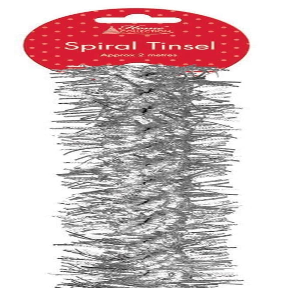 image 1 of 2m Silver Spiral Tinsel - Christmas and Birthday Party Decoration