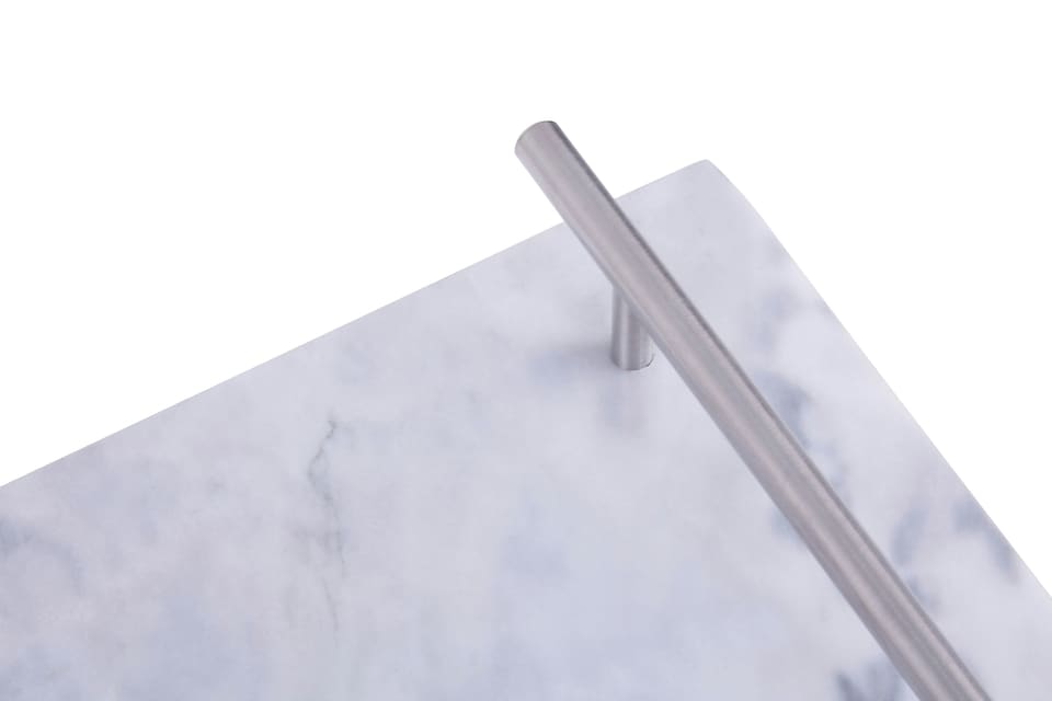 image 1 of Interiors By Premier Grey Marble Serving Board With Silver Handles, Durable Natural Stone Tray For Kitchen Use | Grey