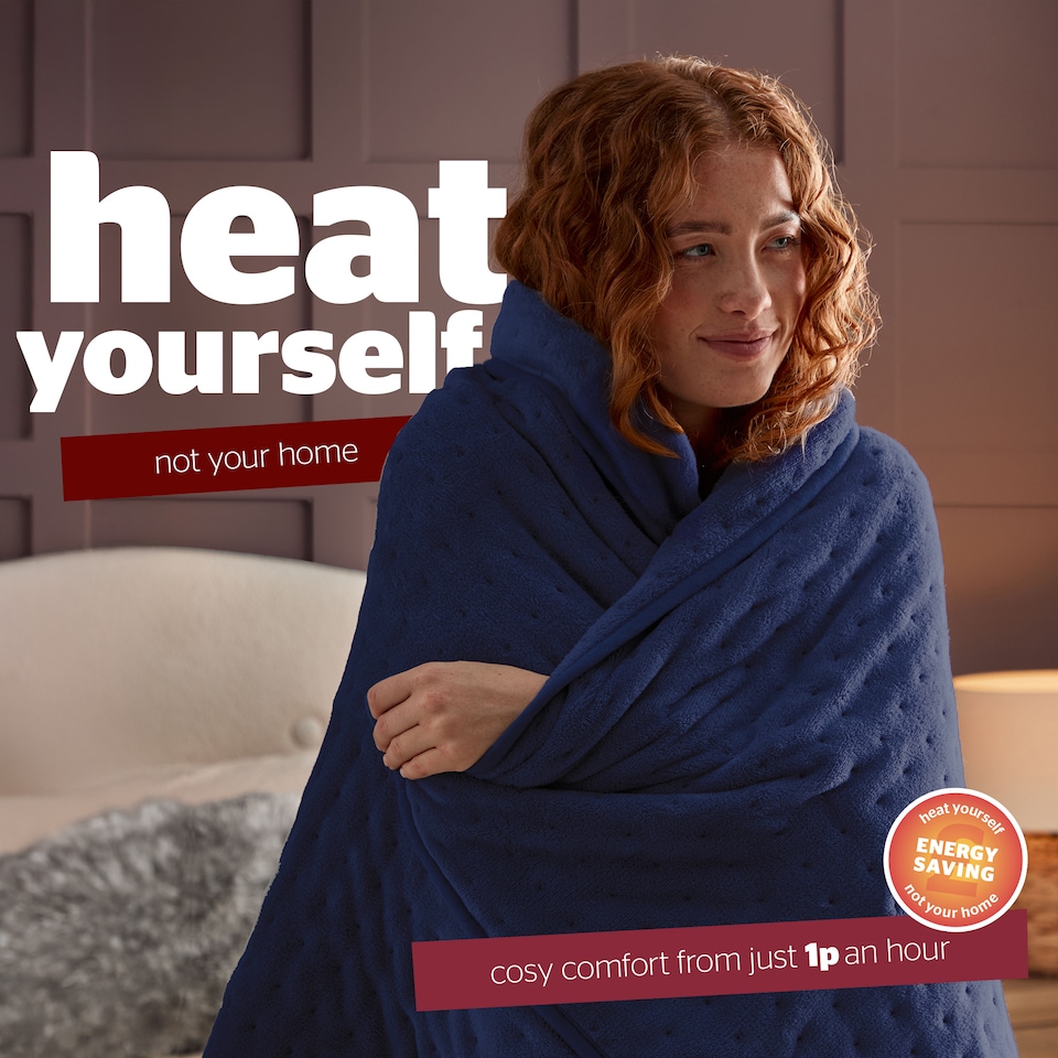 image 1 of Silentnight Luxury Heated Throw, Navy | Blue | Navy | One Size | 1