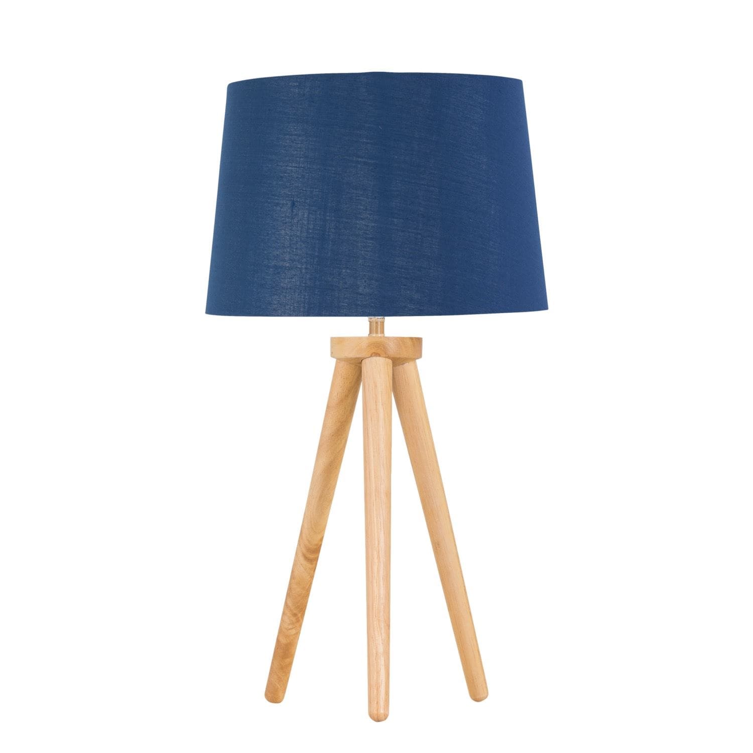 First Choice Lighting Voyage - Light Oak Table Lamp Bedside Light with Navy & Silver Shade in Brown
