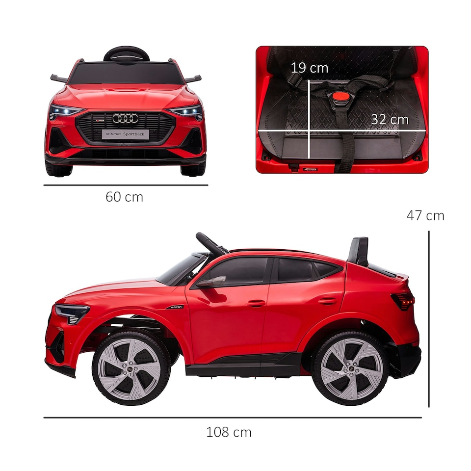 image 1 of HOMCOM 12V Kids Electric Ride-On Car/ w Remote Control, Lights, Music - Red