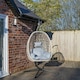 image 1 of Samuel Alexander Hanging Garden Rattan Egg Chair with Steel Frame and Waterproof Cover in Cool Grey | Grey | Cool Grey