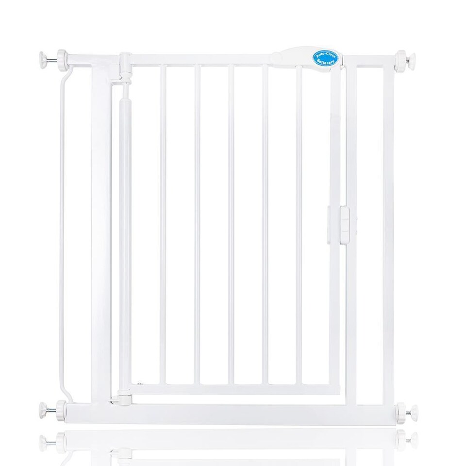 image 1 of Safetots Pressure Fit Self Closing Stair Gate, 75cm - 82cm, White, Auto Closing Baby Gate, Safety Barrier for Toddler, Easy Installation
