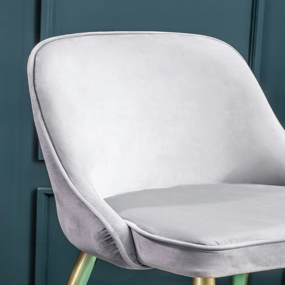 image 1 of Interiors by Premier Grey Velvet Dining Chair, Mid-Century Modern Grey and Gold Velvet Dining Chairs, Luxury Dining Chair