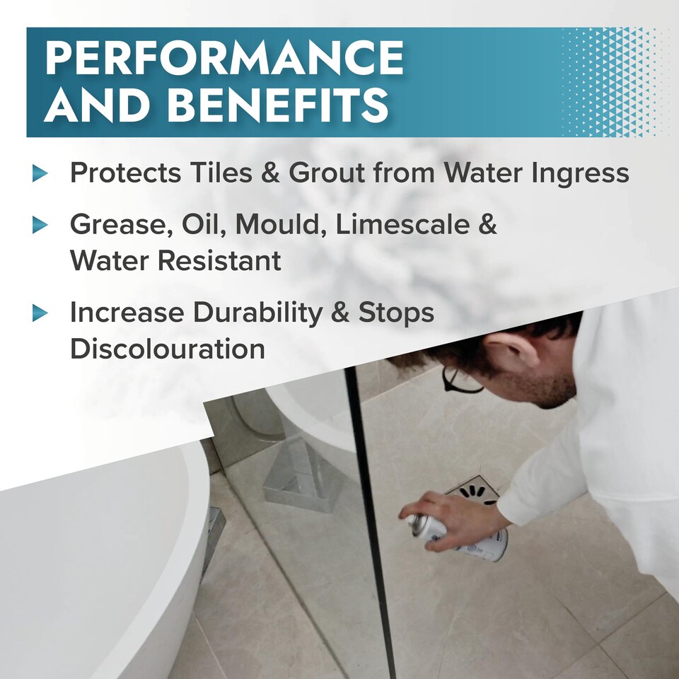 image 1 of Polar Tile & Grout Sealer Spray Waterproof Finish | Clear | Clear | 400 ml | 1