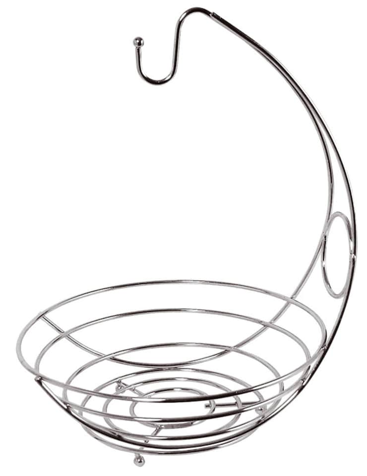 image 1 of Kaya Chrome Fruit Bowl And Bananna Hanger | Silver