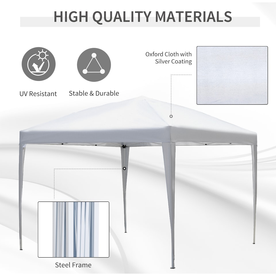 image 1 of Outsunny 3 x 3M Garden Pop Up Gazebo Height Adjustable Marquee Party Tent Wedding Canopy with Carrying Bag, White