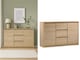 image 1 of Modern Sideboard Cabinet 140cm Wide Storage Unit Handleless 3 Drawer 2 Door Light Oak Effect - Mana