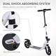 image 6 of HOMCOM Folding Kick Scooter Teens Adult Ride On Adjustable 2 Big Wheels White