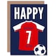image 1 of Football Strip Kit Red White Top On Age 7 Year Old Child Kids 7th Birthday Card
