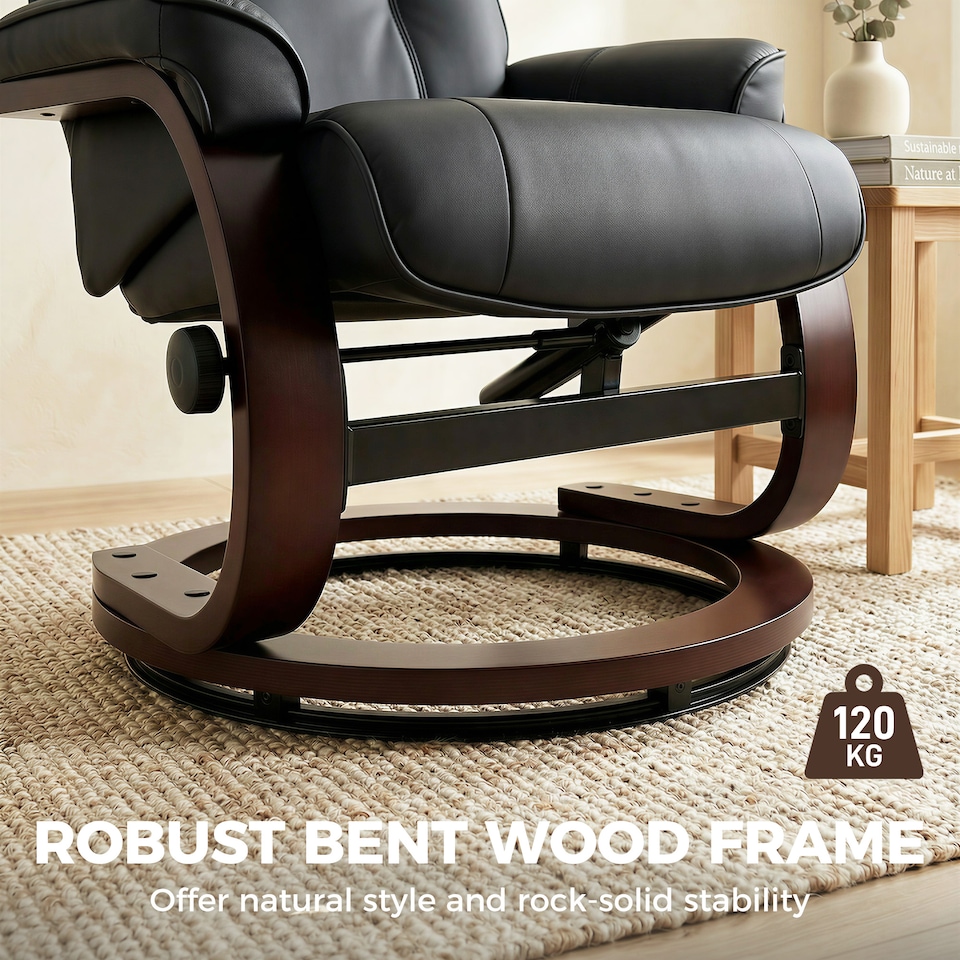 image 1 of HOMCOM Recliner Chair with Footstool, Swivel Recliner Armchair