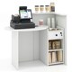 image 1 of COSTWAY Reception Desk with Lockable Drawer White & Black Black