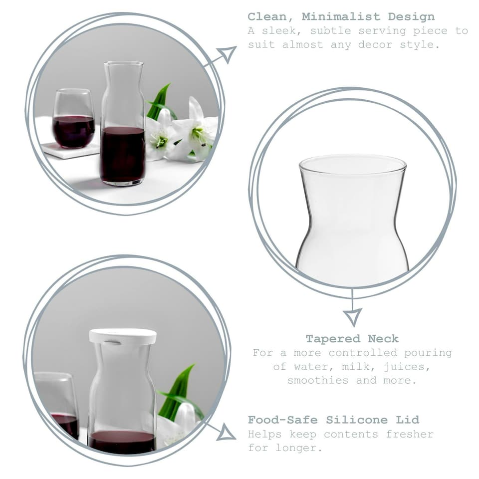 image 1 of Argon Tableware Brocca Glass Carafes with Silicone Lids - 1.2 Litre - Pack of 6