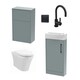 image 1 of Cloakroom Suite - Left Hand 440mm Vanity, WC Unit, Toilet and Tap - Grey/Black Grey