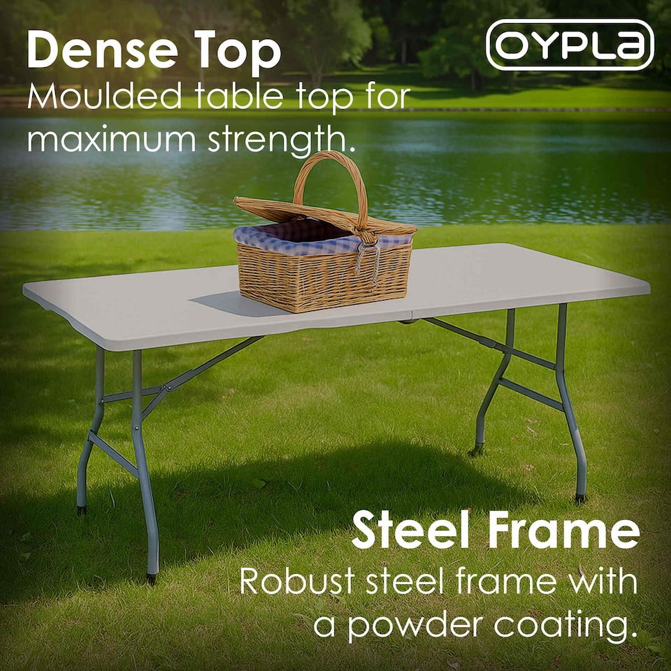 image 1 of 5ft Folding Trestle Table Heavy Duty Catering Garden Party 1.5m | White