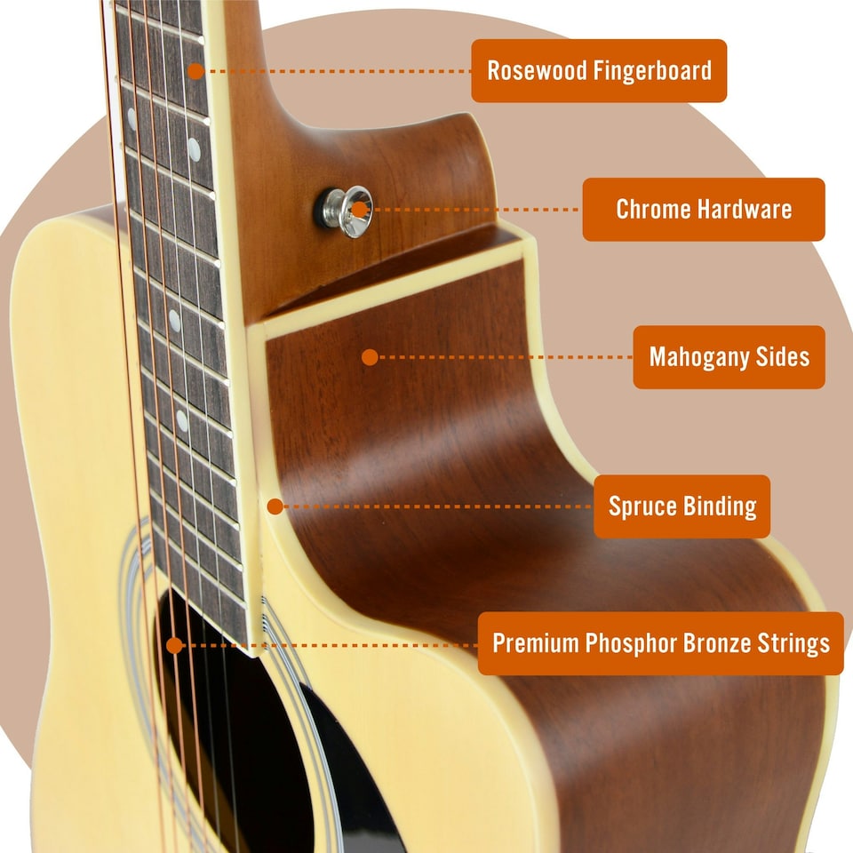 image 1 of MX by 3rd Avenue Cutaway Acoustic Guitar Pack | Orange