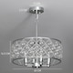 image 5 of HOMCOM Crystal Chandelier with Adjustable Height, 4-Light Modern Flush Mount Ceiling Light, Hanging Chandelier with E14 Base for Living Room, Bedroom, Dining Room, Bulb Not Included, Silver Tone | Silver